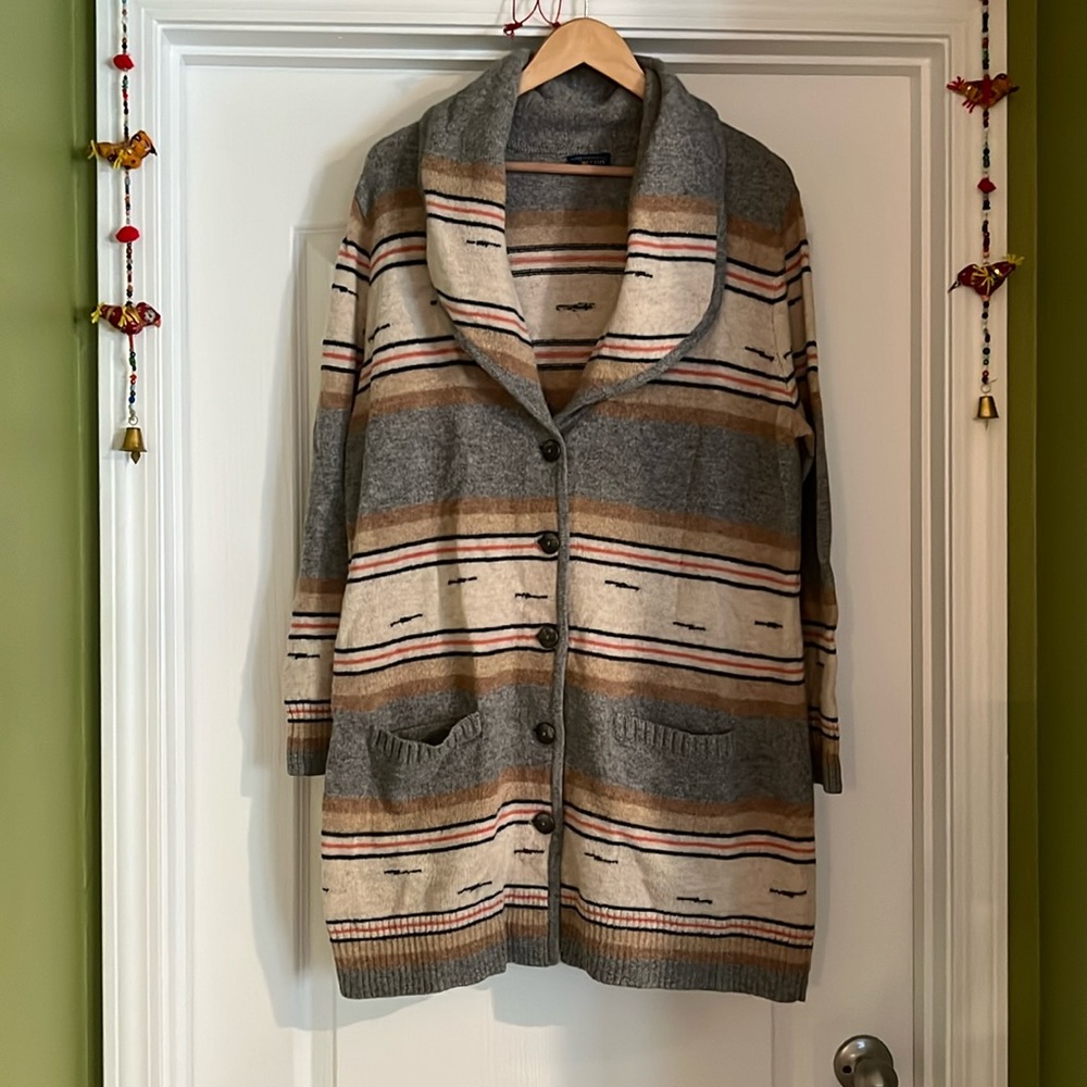 Wool Pendleton Long Cardigan
